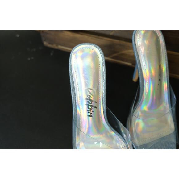 NWOT Cape Robbin Berry Slip-on Pointy Toe Heels Clear Upper Silver Womens 5.5 - Picture 5 of 7